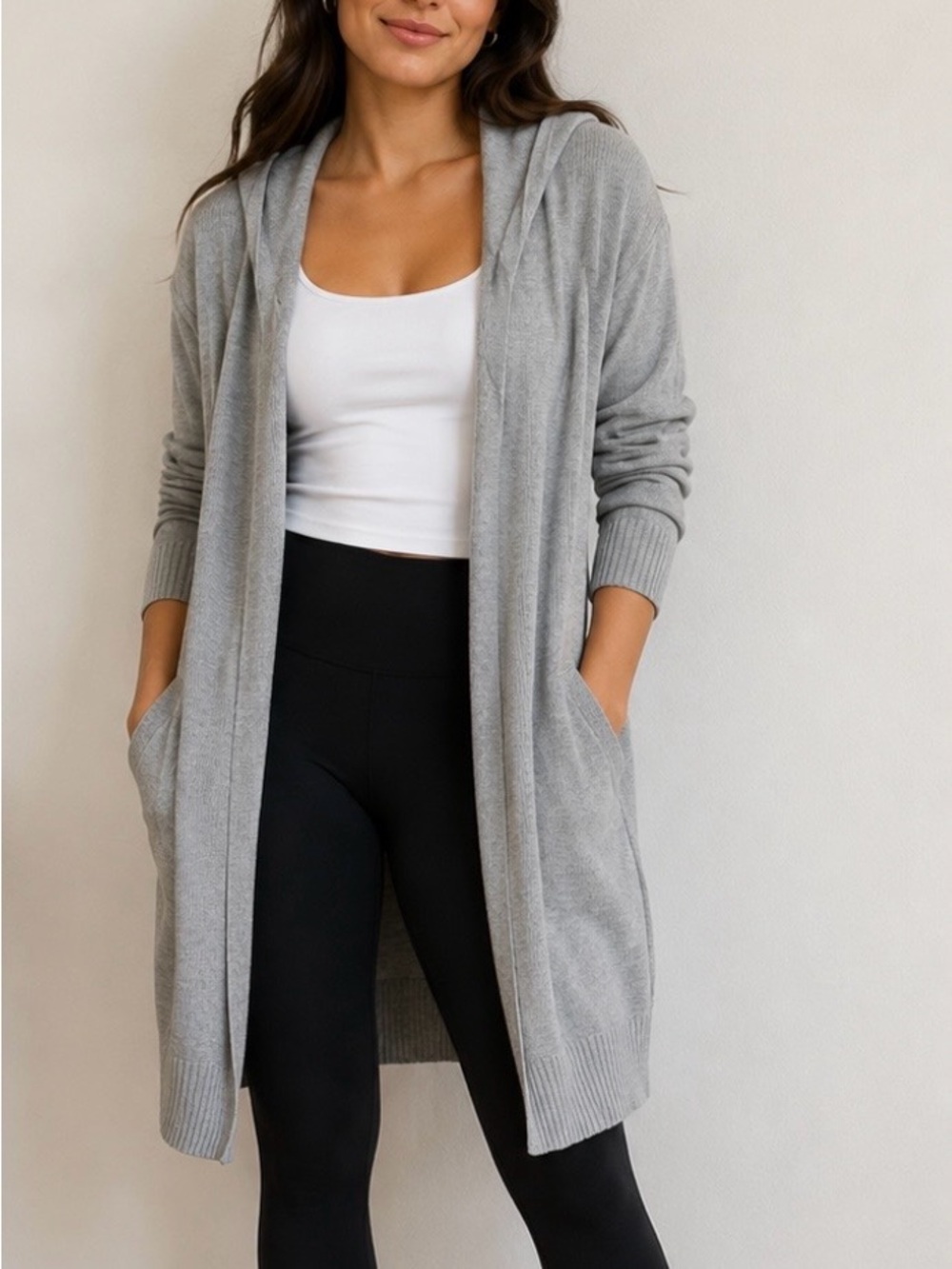 Light Gray Cardigan with Hood